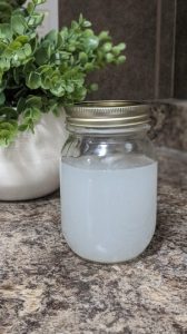 rice water in a jar on kitchen counter