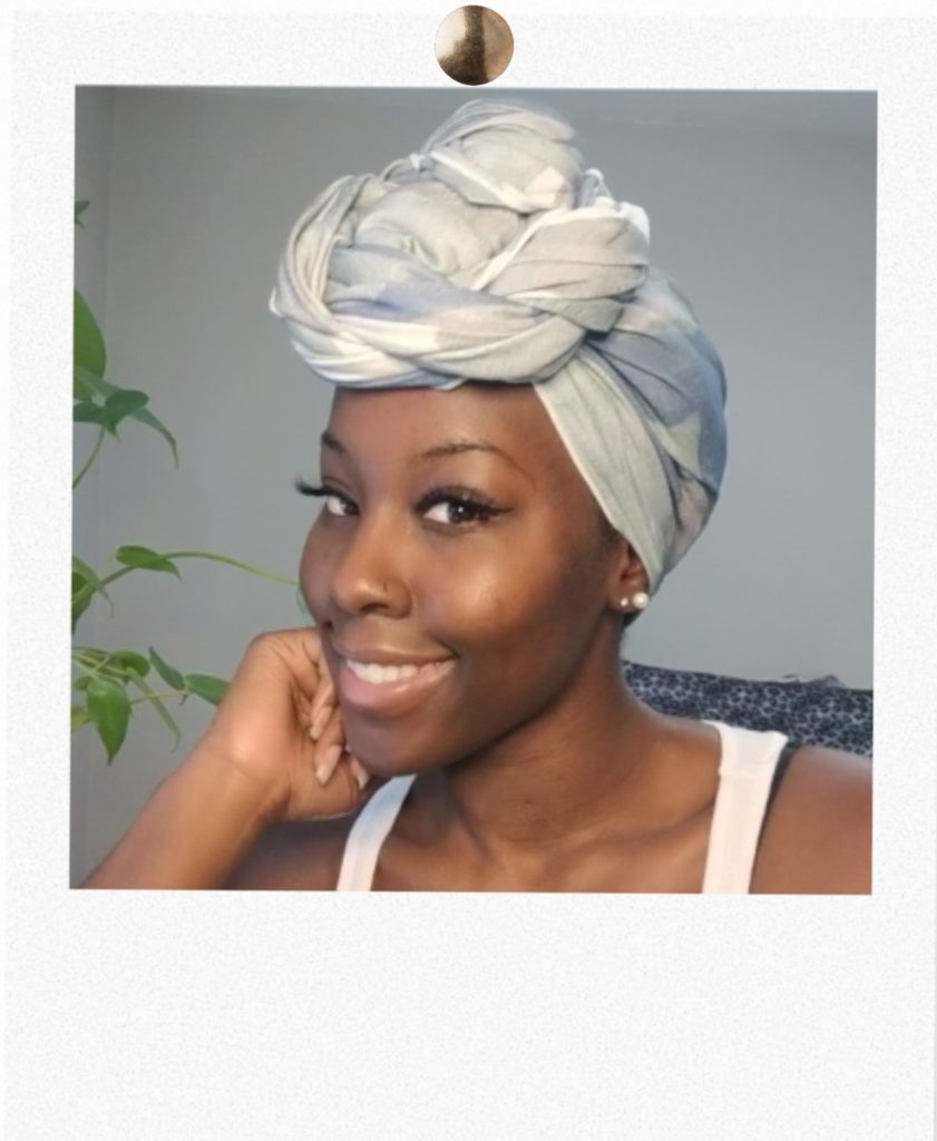 Melanin “Better Than Cotton” Head Wrap (Blue Wave) wrapped around this #melaninbae head like a beautiful #melaninbae rosebud she is.