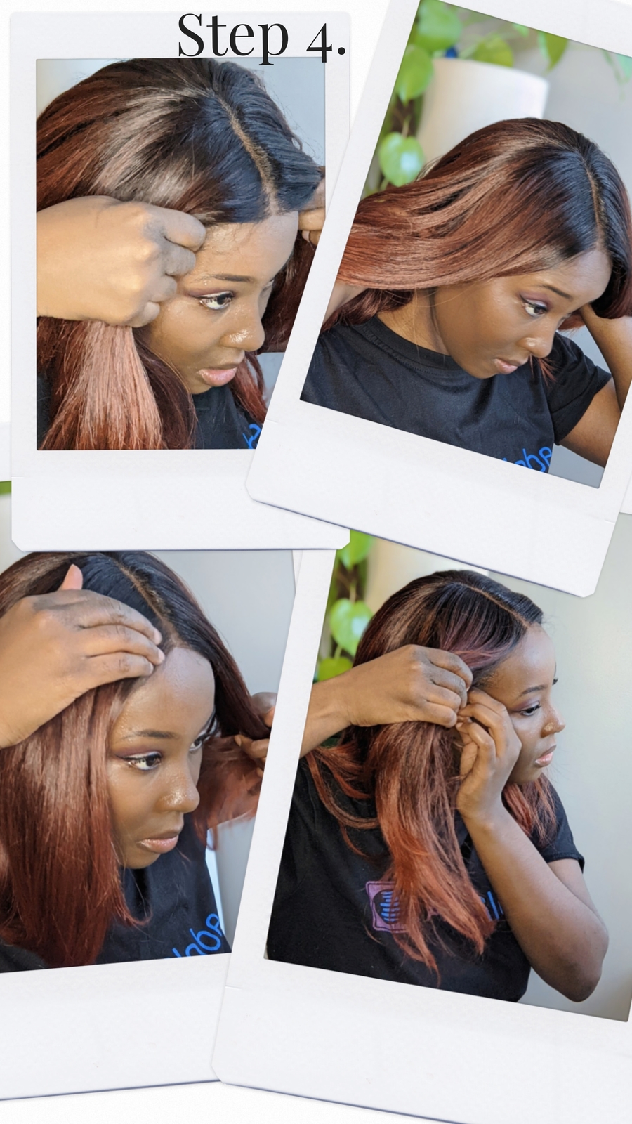 Kamiyah hair installation process, step 4 - adjusting wig to head 