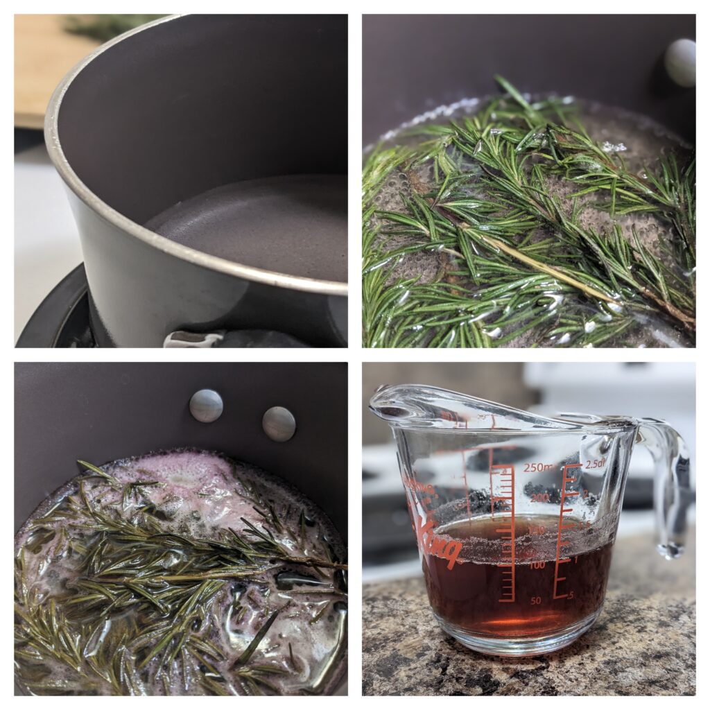 rosemary water preparation for hair broth; step-by-step.