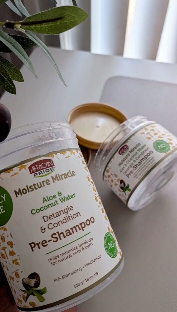 natural hair care empties African Pride Aloe & Coconut Water Pre-Shampoo, African Pride Pre Shampoo, African pride pre shampoo ingredients, African pride preshampoo, African pride moisture miracle review