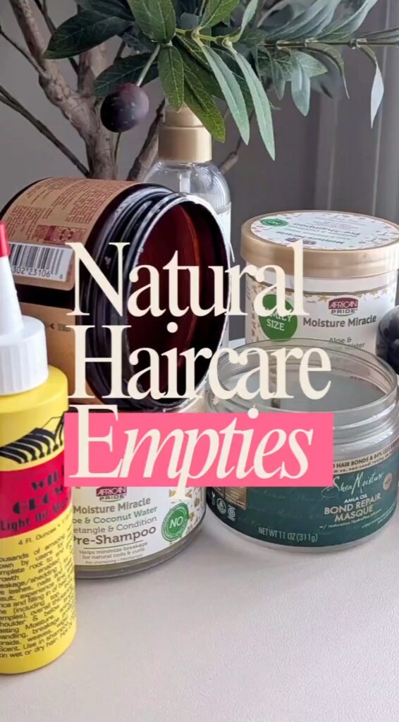 natural hair care empties reel via Pinterest